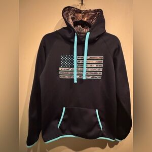 Realtree Black Hoodie with Teal and Camo Accents
